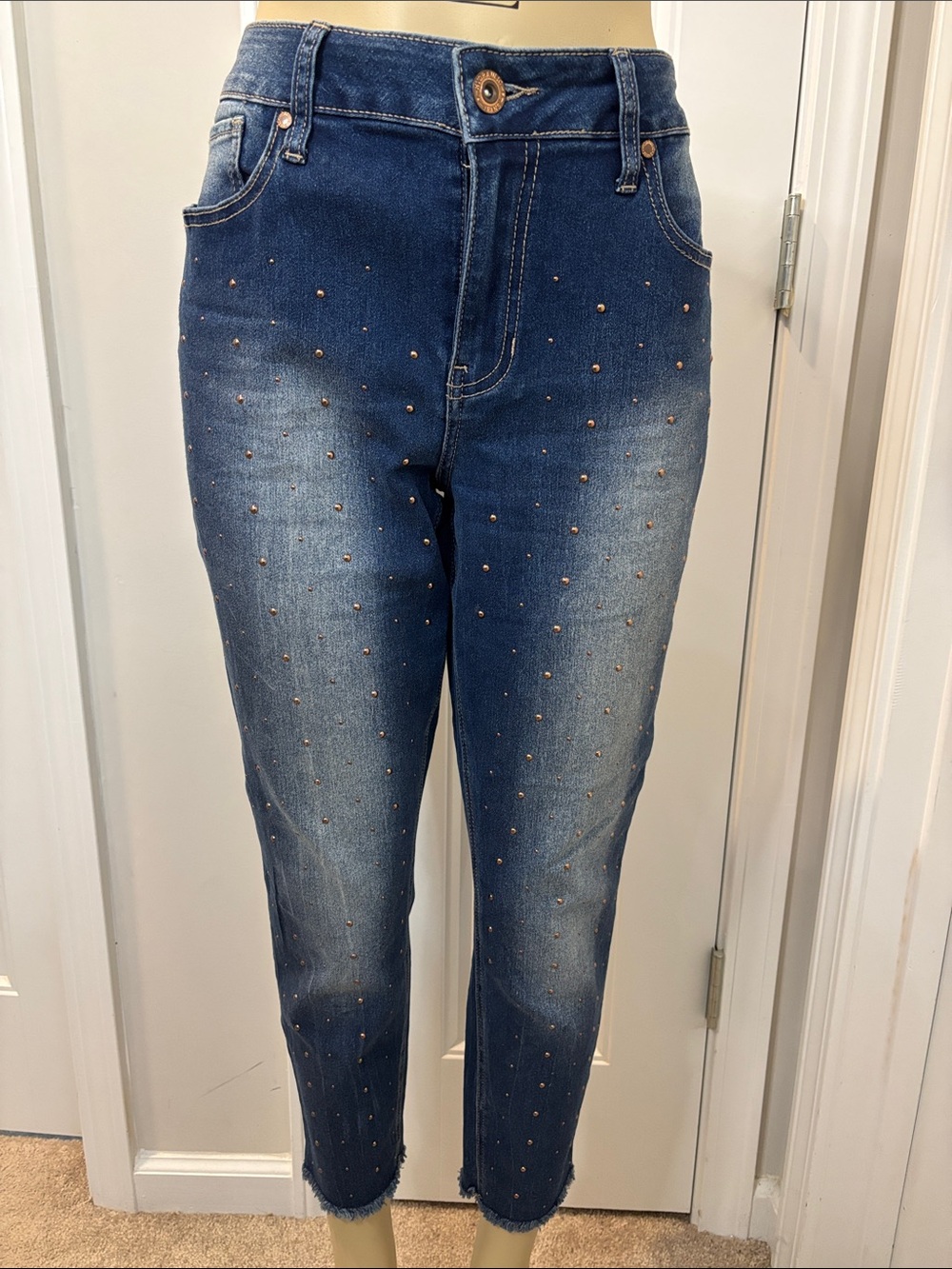 Hydraulic Dark Blue Studded Cropped Jeans